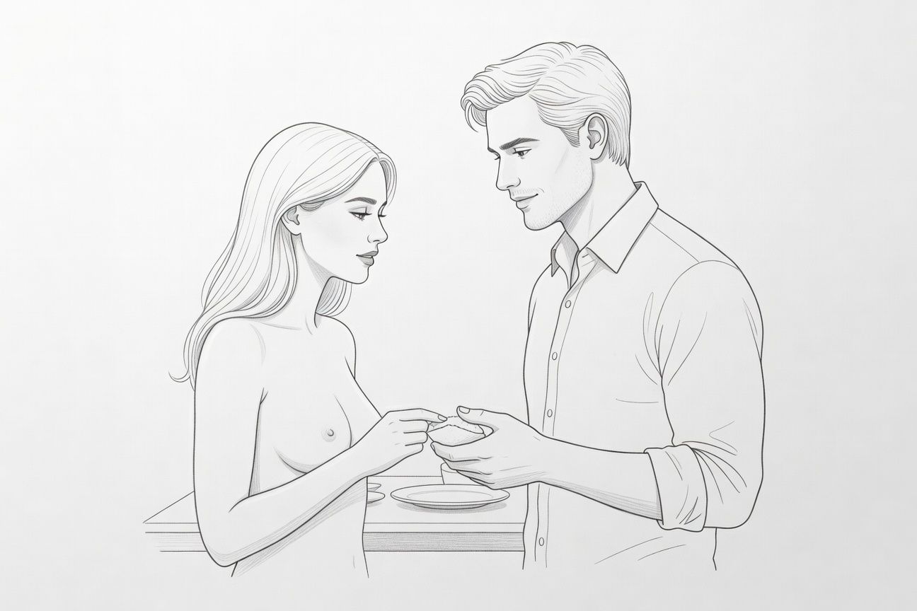 Nowy sąsiad pożycza cukier, zostaje na kolację i prowadzi do namiętnej nocy rozkoszy