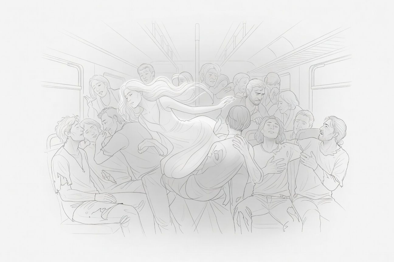 Pociąg podmiejski: Pasażerowie w szale – gangbangowa orgia w zatłoczonym wagonie