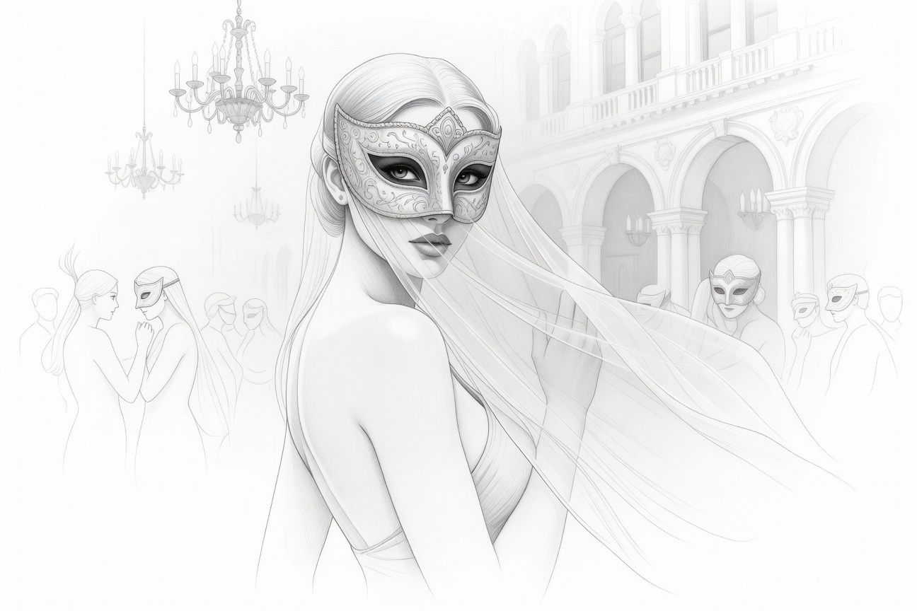 Tajemnicza Kobieta w Masce: Namiętne Spotkanie na Balu Karnawałowym Pełnym Pokus