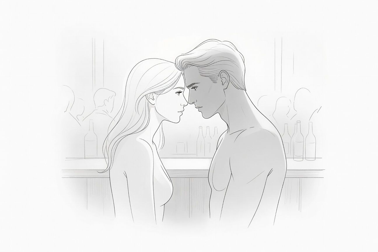 Gorąca noc z nieznajomym poznanym w barze o północy – namiętna iskra pożądania