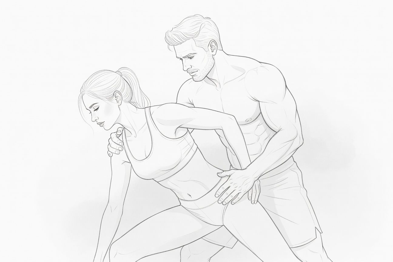 Rozciąganie z trenerem personalnym: od napiętych mięśni do gorącej rozkoszy po treningu