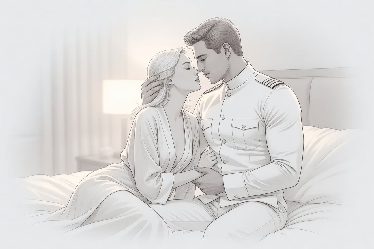 Pilot w obcisłym mundurze: namiętna noc stewardessy w luksusowym hotelu