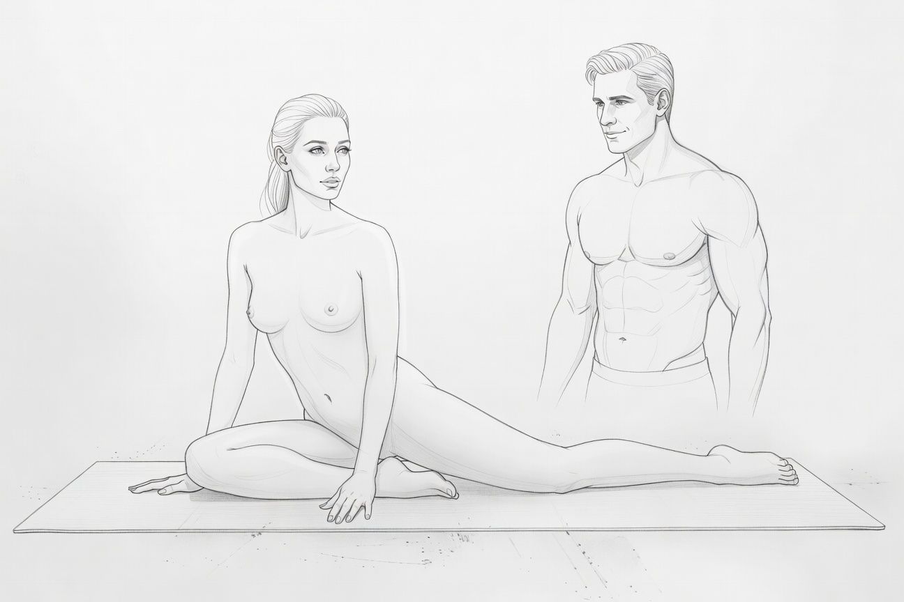 Żona na macie jogi odkrywa gorące pożądanie do przystojnego instruktora Kajetana